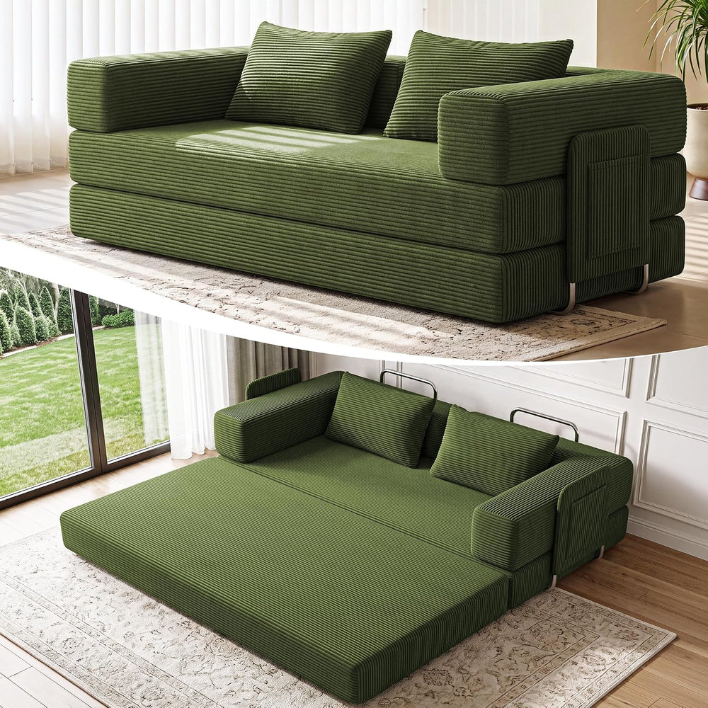 78" 5-in-1 Convertible Futon Sofa Bed, Boneless Couch for Living Room