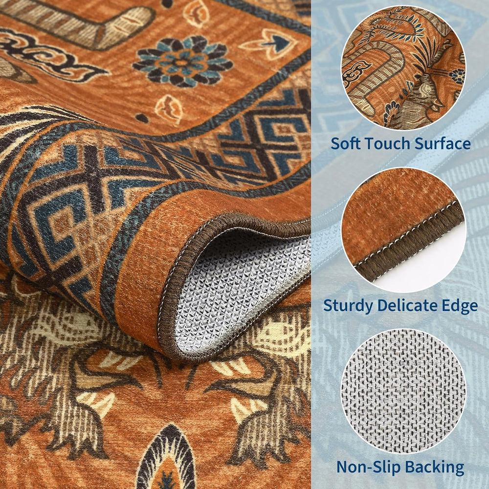 GarveeHome Tiger 6x9 Area Rugs Boho Washable Vintage Non Slip Living Room