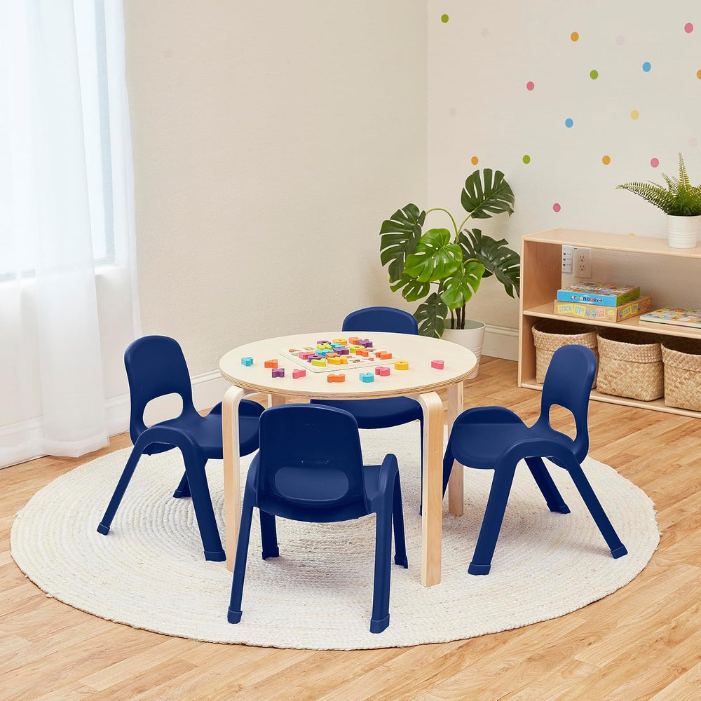 ECR4Kids Plastic Stackable SitRight Chair, 11in, Classroom Furniture, Navy, 4...