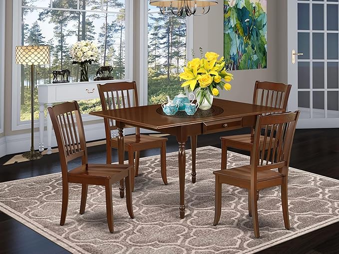 East West Furniture MZDA5-MAH-W 5 Piece Kitchen Table & Chairs Set Includ...
