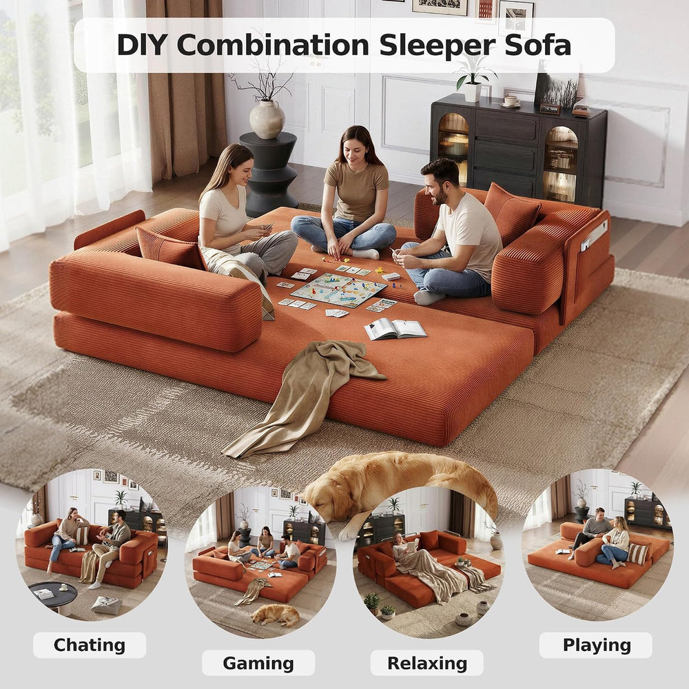 78.8'' Boneless Sleeper Sofa Bed,Convertible Futon Couch with Storage...