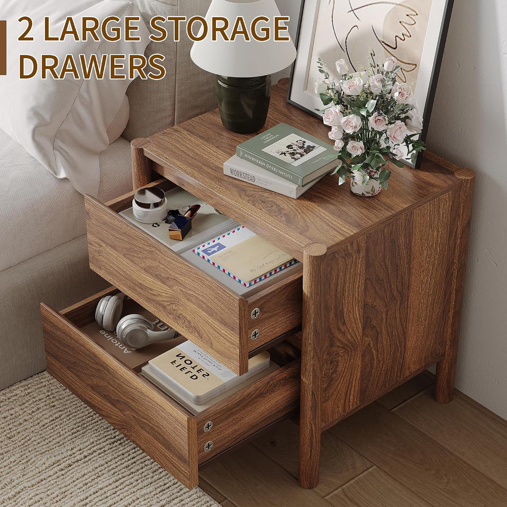 CHUWELL Walnut Dresser Bedroom Set, 6 Drawer Dresser & 2 Drawer Nightstands