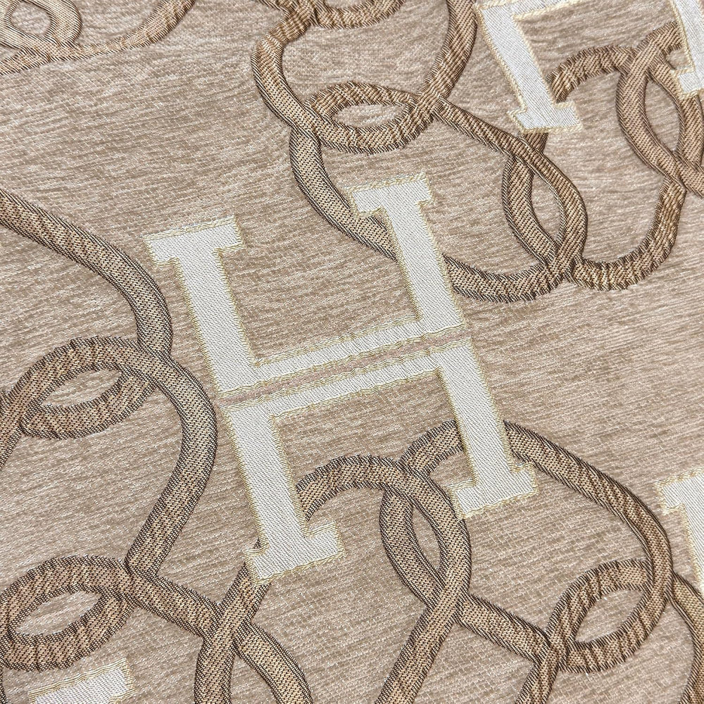 Jacquard Letter H Throw Blanket for Couch, 52”x72”, Taupe