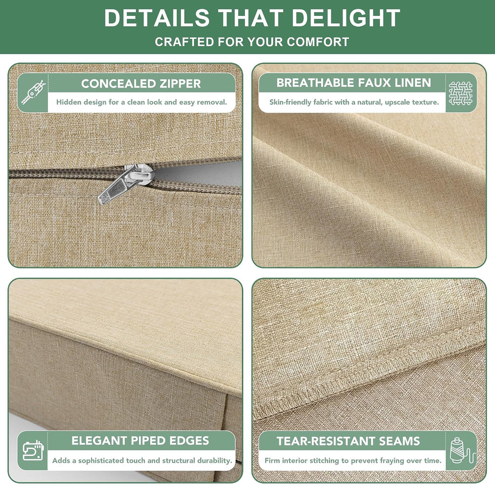 Summsun Outdoor Chair Cushions Set of 4, Faux Linen Patio Furniture Cushions,...