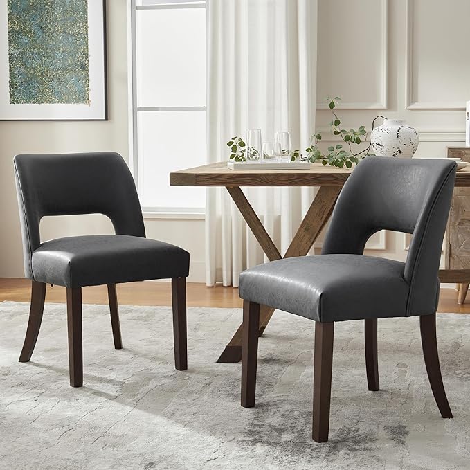 VKNOW Modern Dining Chairs Set of 6, Faux Leather Upholstered Dining Room Cha...