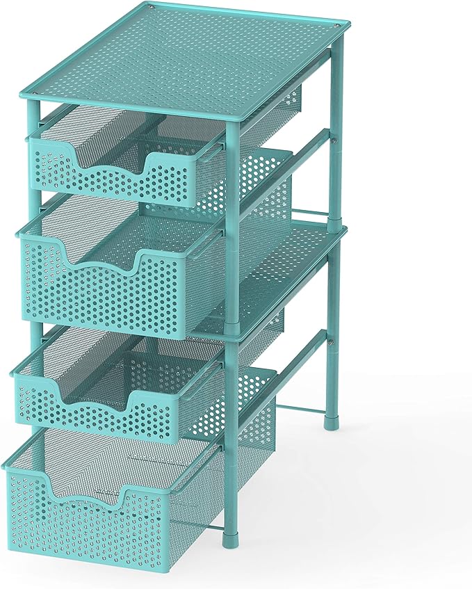 Simple Houseware Stackable 2 Tier Sliding Basket Organizer Drawer