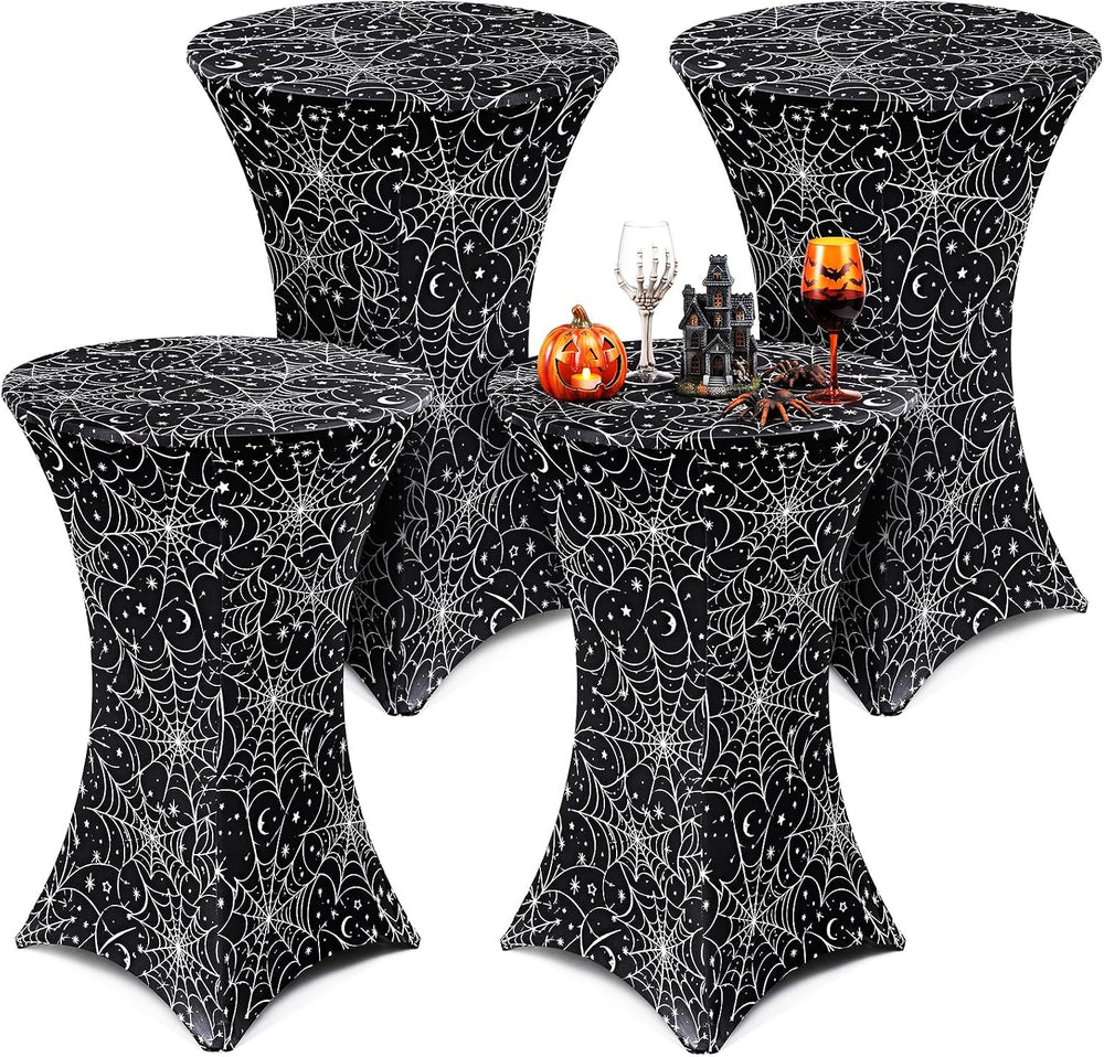 4 Pack Halloween Cocktail Tablecloth, Round High Top Table Covers