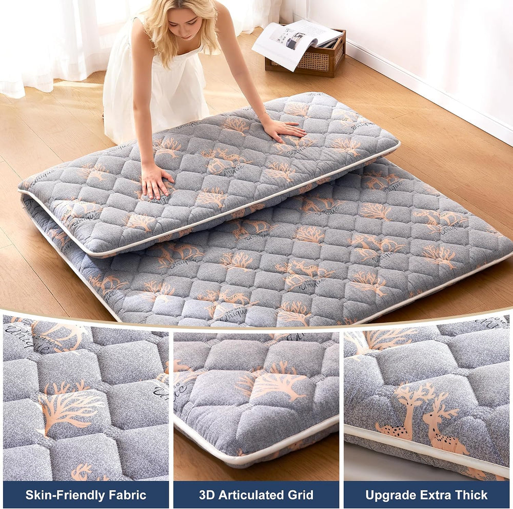 6th Generation Japanese Floor Futon Mattress - Extra-Thick 9-Layer Modern Fut...
