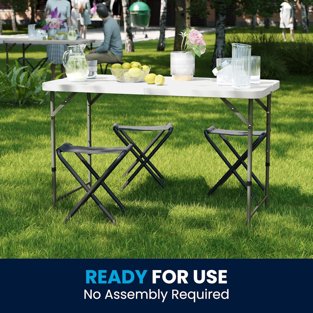 Flash Furniture 4-Foot Bi-Fold Granite White Plastic Folding Table