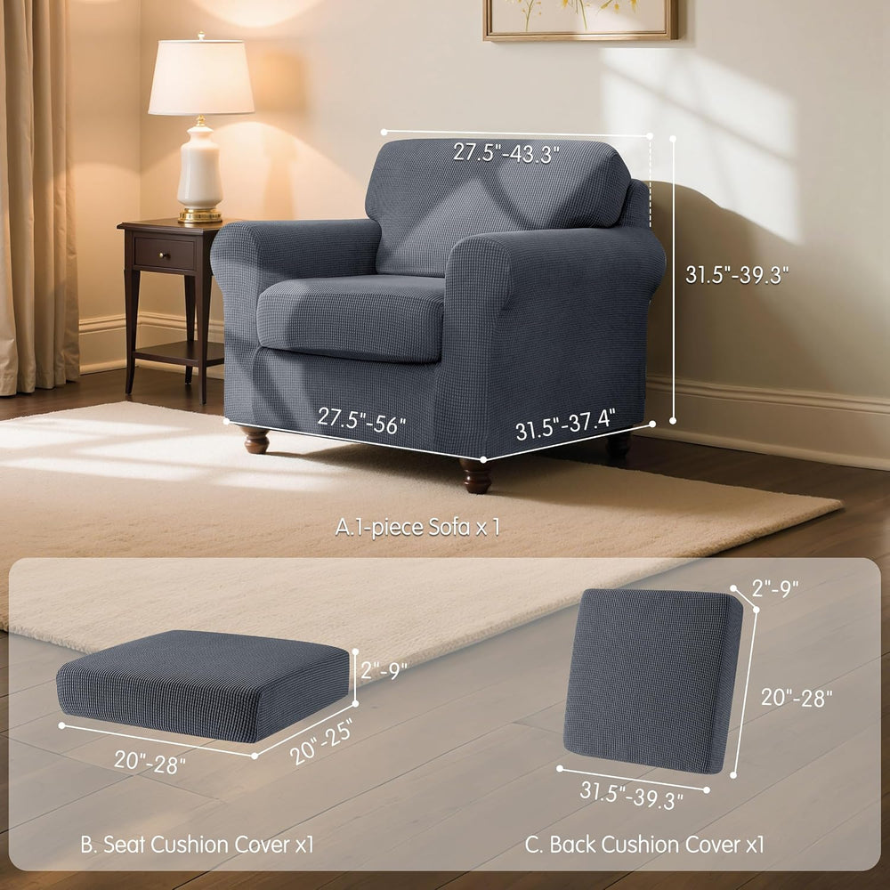 SUBRTEX 3 Pieces Stretch Sofa Slipcover Sets Couch Cover Sets Backrest Cushio...