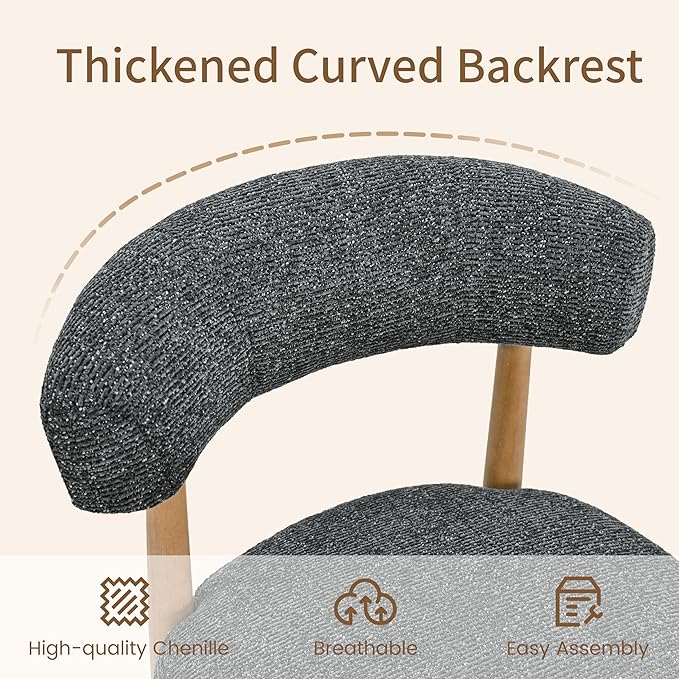 VKNOW Wooden Dining Chairs Set of 2, Modern Upholstered Dining Room Chairs wi...