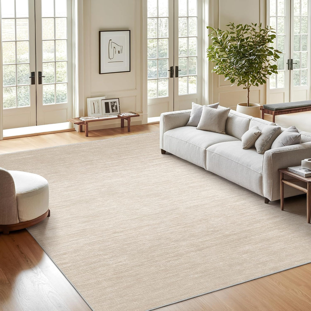 Valenrug 8x10 Area Rugs for Living Room, Large Washable Rug Non Slip Brown