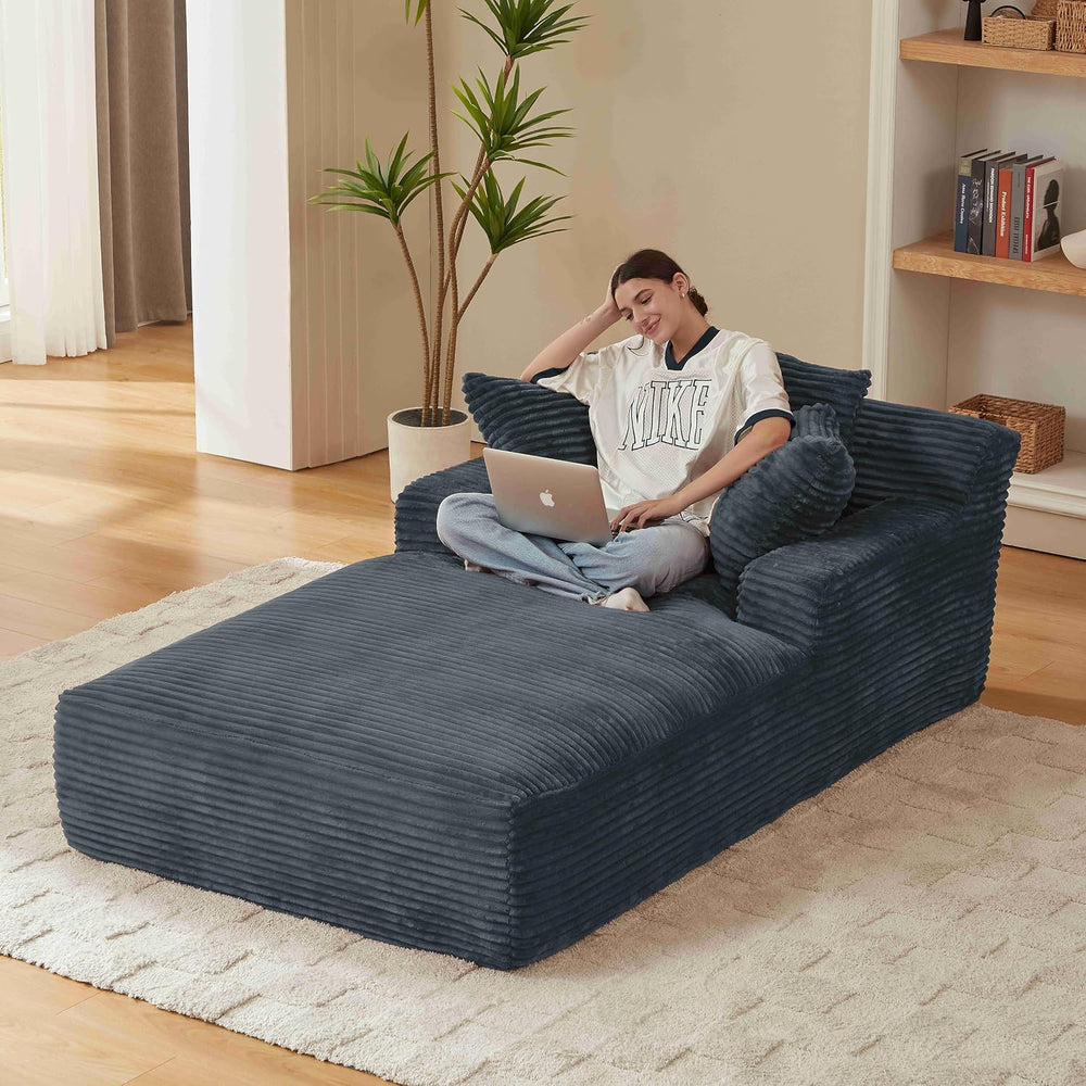 Tmsan Oversized Chaise Lounge Chair Indoor, 78.7" Extra Deep Boneless Co...