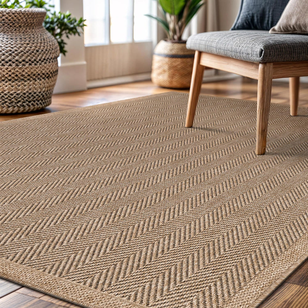CAMILSON Easy Jute Rug 10x14, Indoor Outdoor Natural Color Fiber Area Rugs fo...