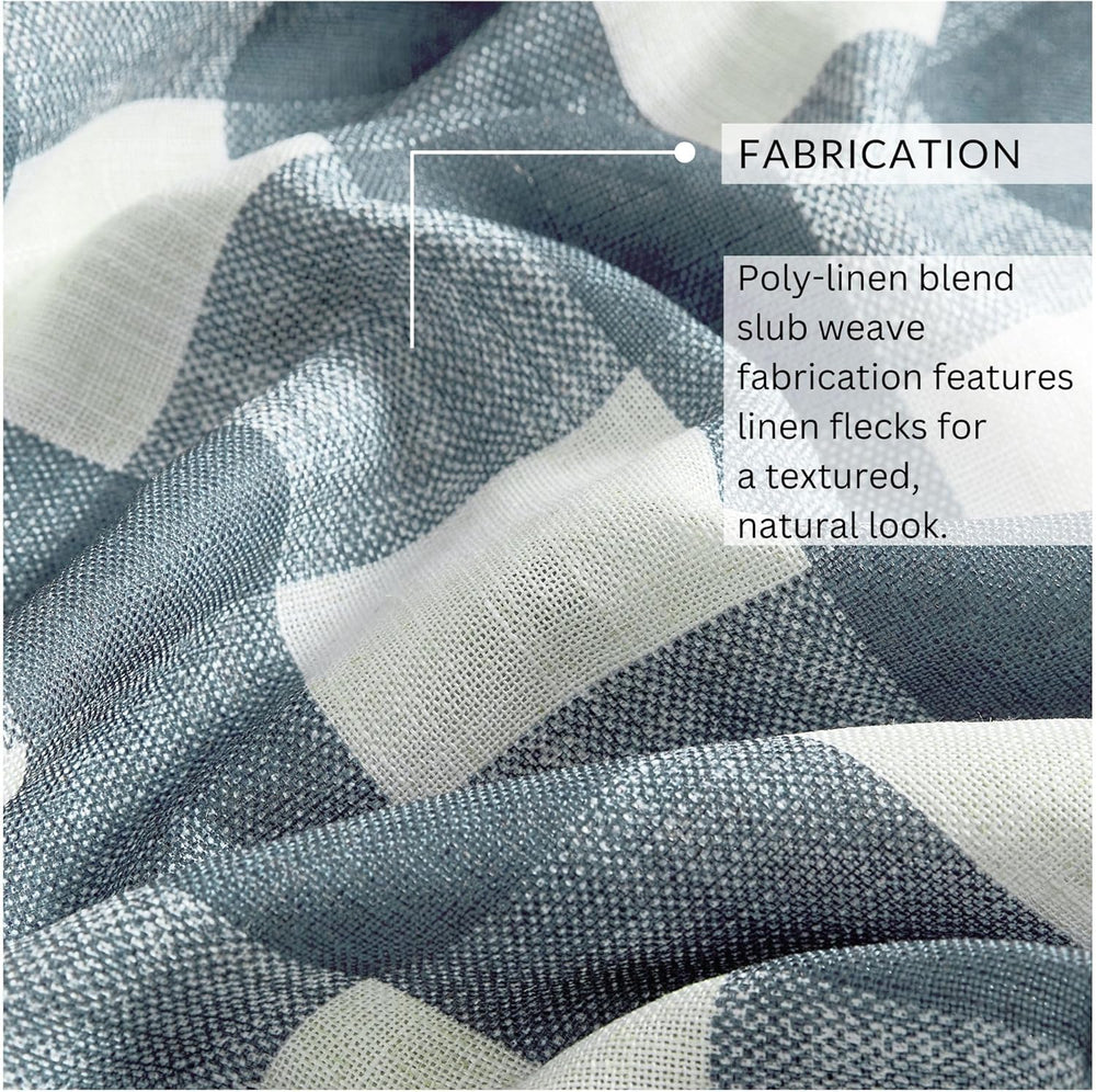 Grainger Buffalo Check Blackout Window Curtain, Chambray - 52" W x 84&qu...