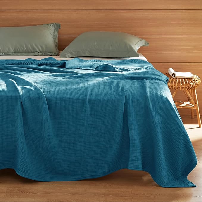 Bedsure 100% Cotton Muslin Blanket Queen Size