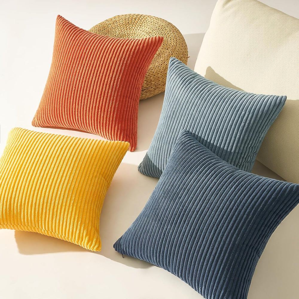 Topfinel Decorative Velvet Pillow Covers 18x18 New Blue and Orange Boho Farmh...