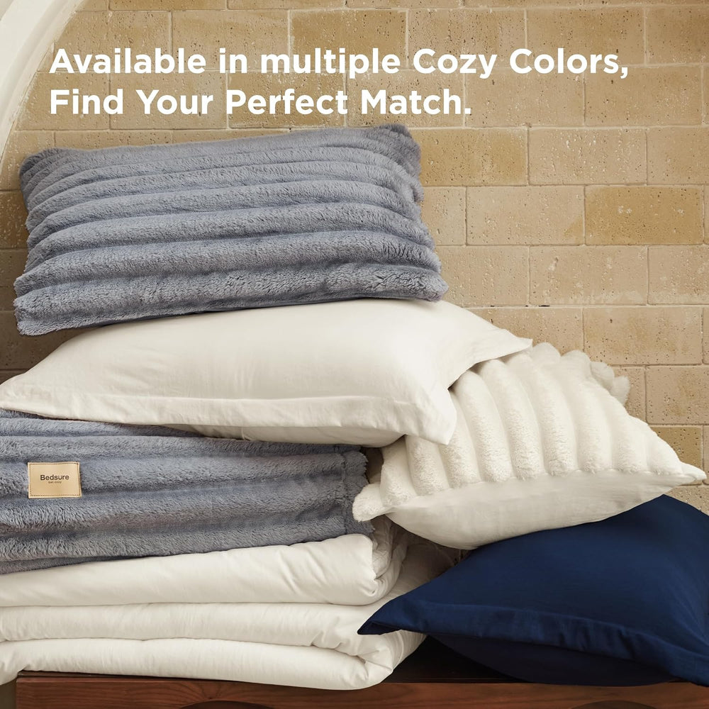 Bedsure 2-in-1 Comforter Set with Detachable Fleece Blanket, Grey Queen