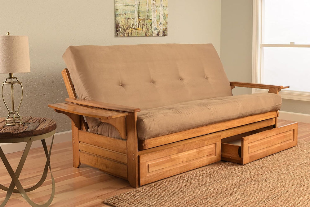 Lakefront Complete Futon - Drawers, Frame and Mattress Set - Arm Tray 8"...