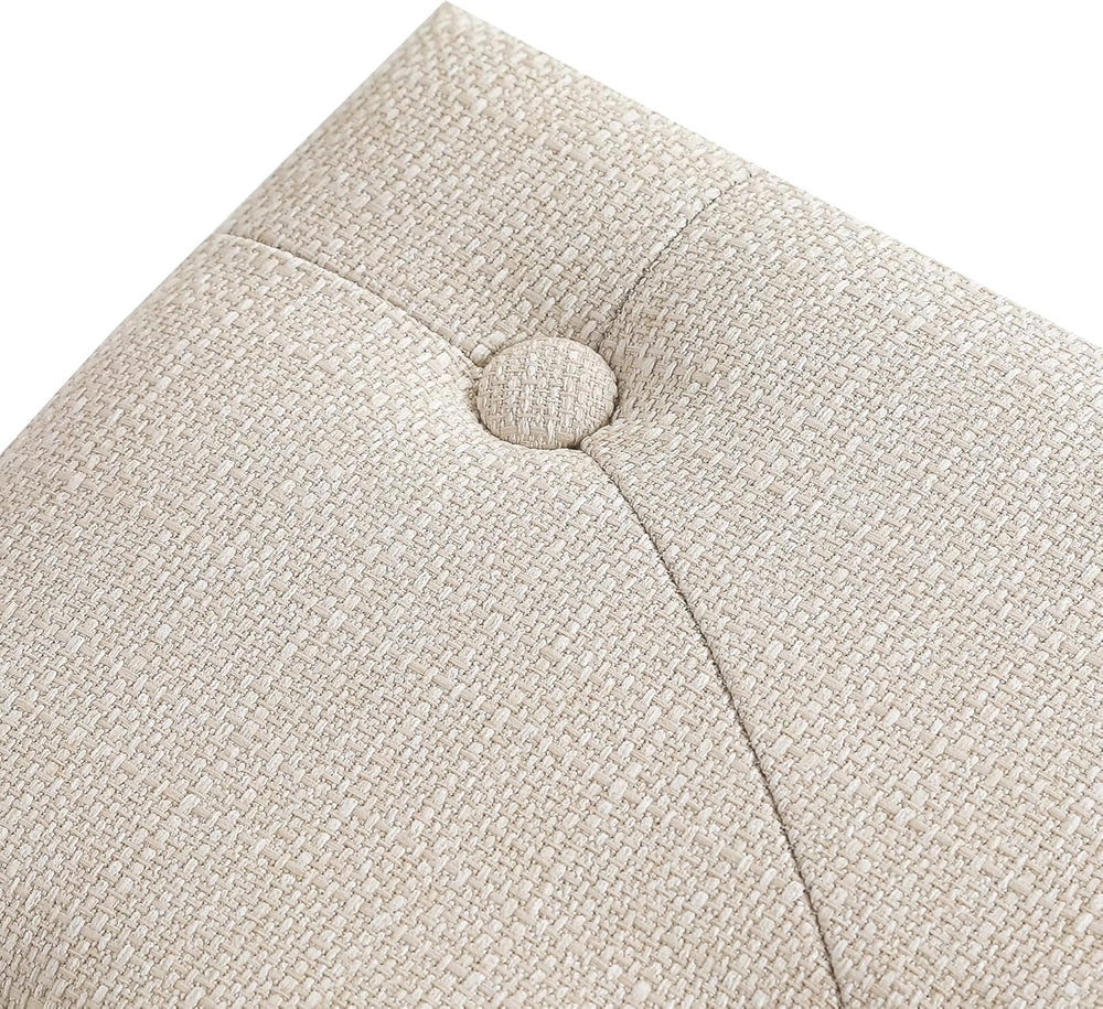 Adeco 15.4" Linen Upholstered Ottoman Footrest, Small Padded Foot Stool ...