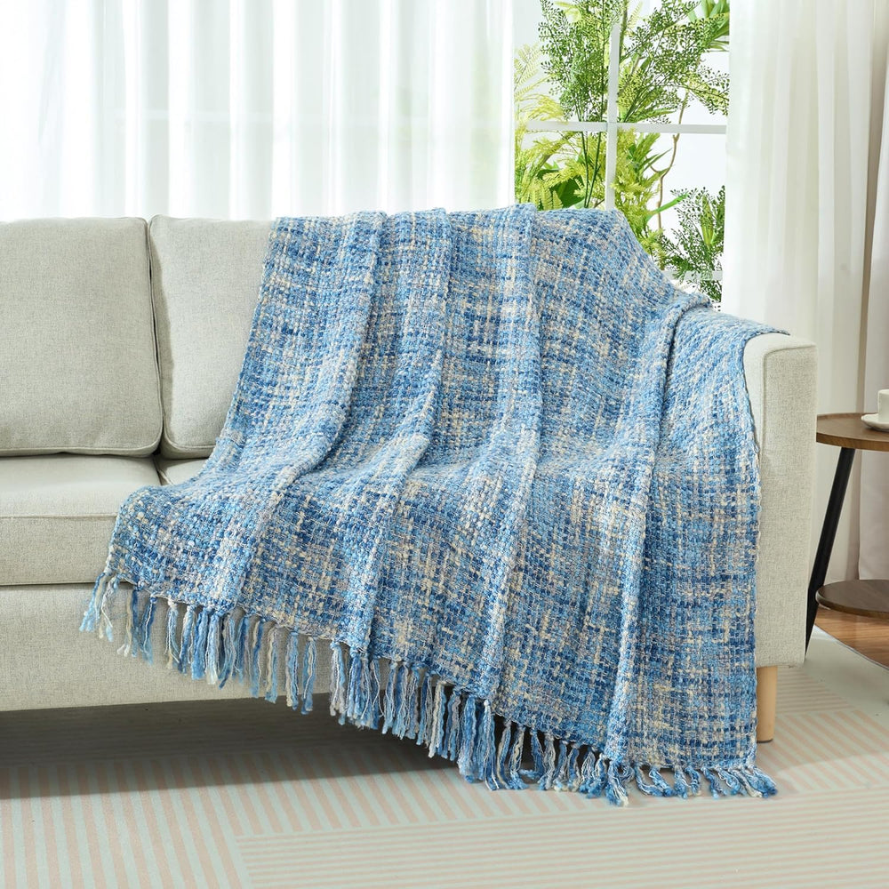 Multi-Color Cable Woven Throw Blanket for Couch - 50"X60"