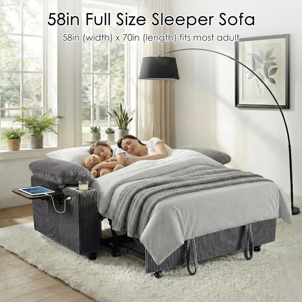 Wakefit 58in Sleeper Sofa Bed, Convertible Pull Out Couch Bed Full Size Cordu...