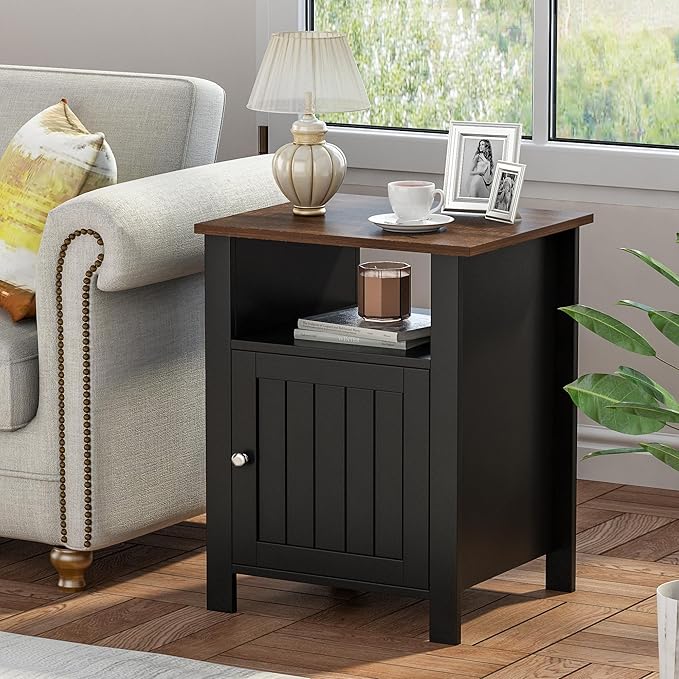 ChooChoo Nightstands Set of 2, Rustic Vintage End Side Table with Storage for...