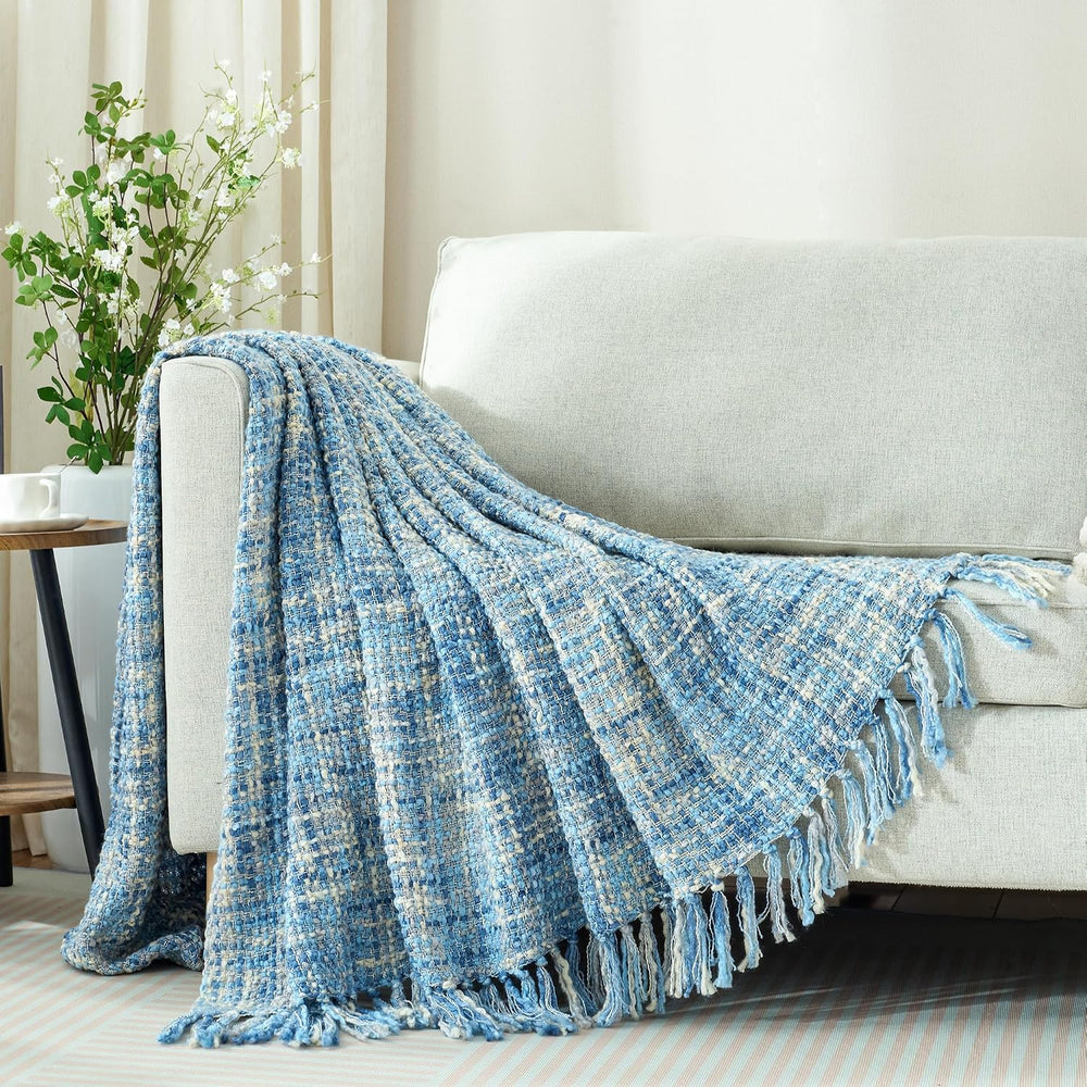 Multi-Color Cable Woven Throw Blanket for Couch - 50"X60"
