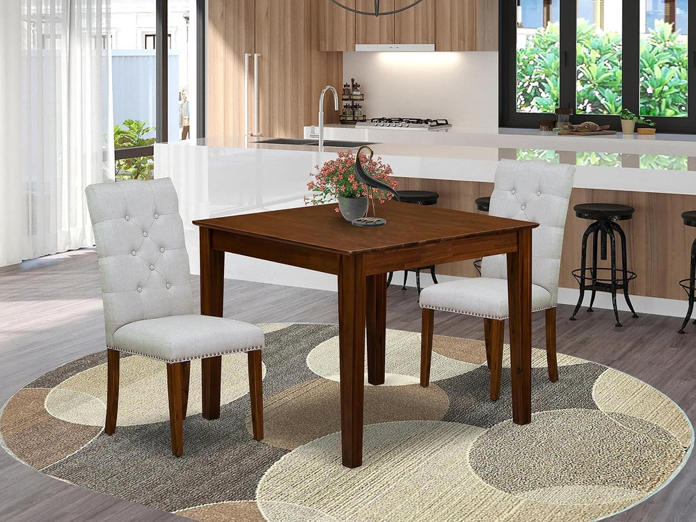 East West Furniture OXEL3-AWA-05 3 Piece Dining Room Table Set Contains a Squ...