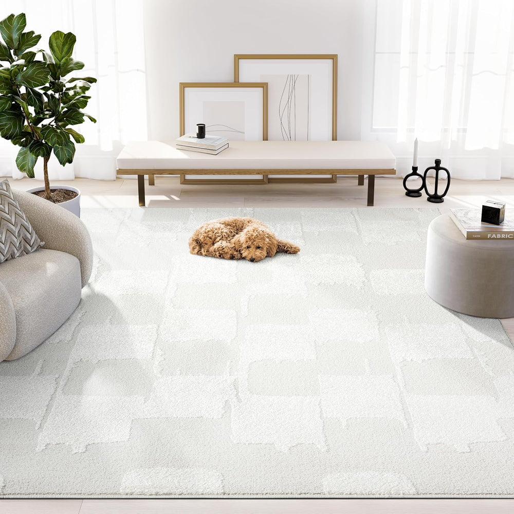 Abani Nomad Cream Area Rug 6' x 9' for Living Room, Bedroom - Tone-on...