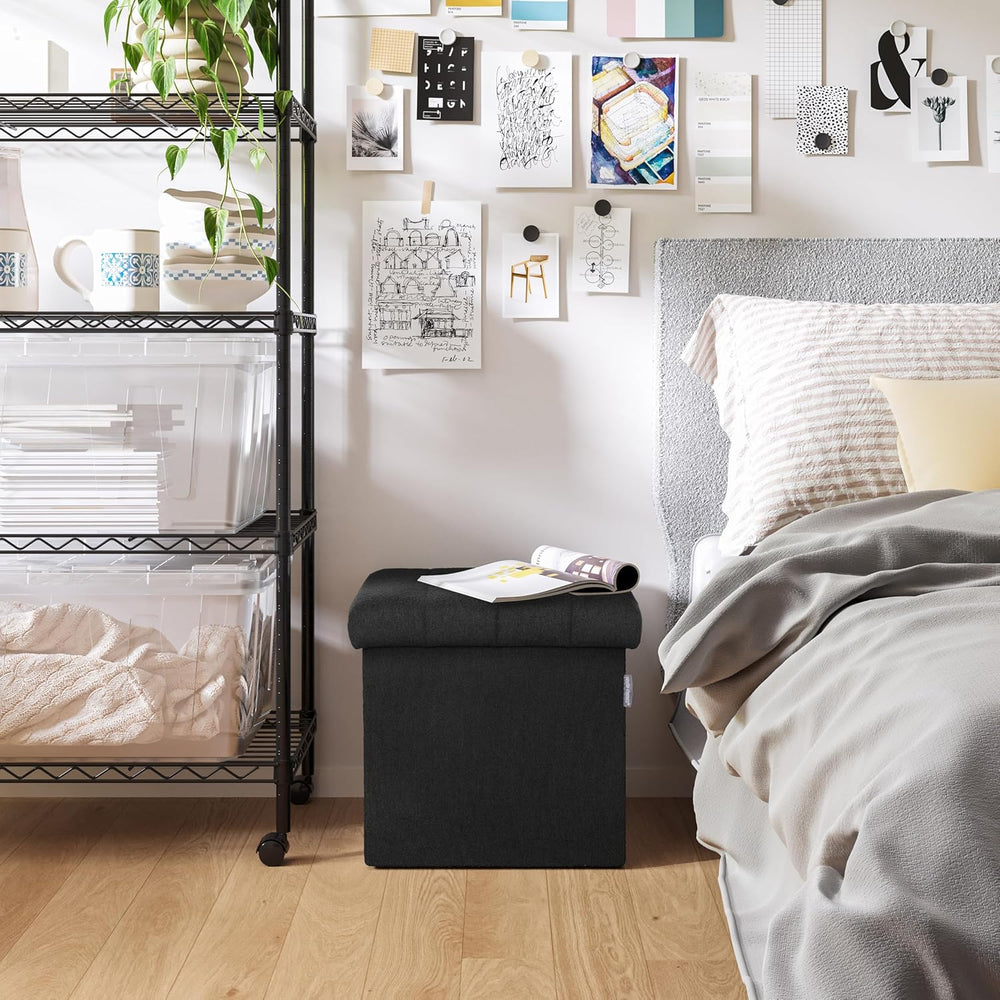 Seville Classics Cushioned Fabric Ottoman Hidden Storage Chest Footrest Chair...
