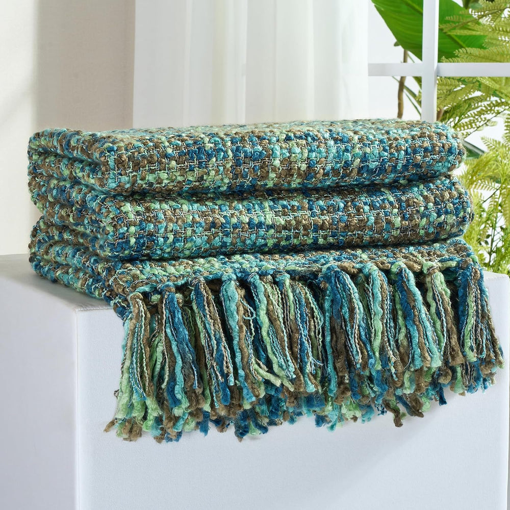 Multi-Color Cable Woven Throw Blanket for Couch - 50"X60"