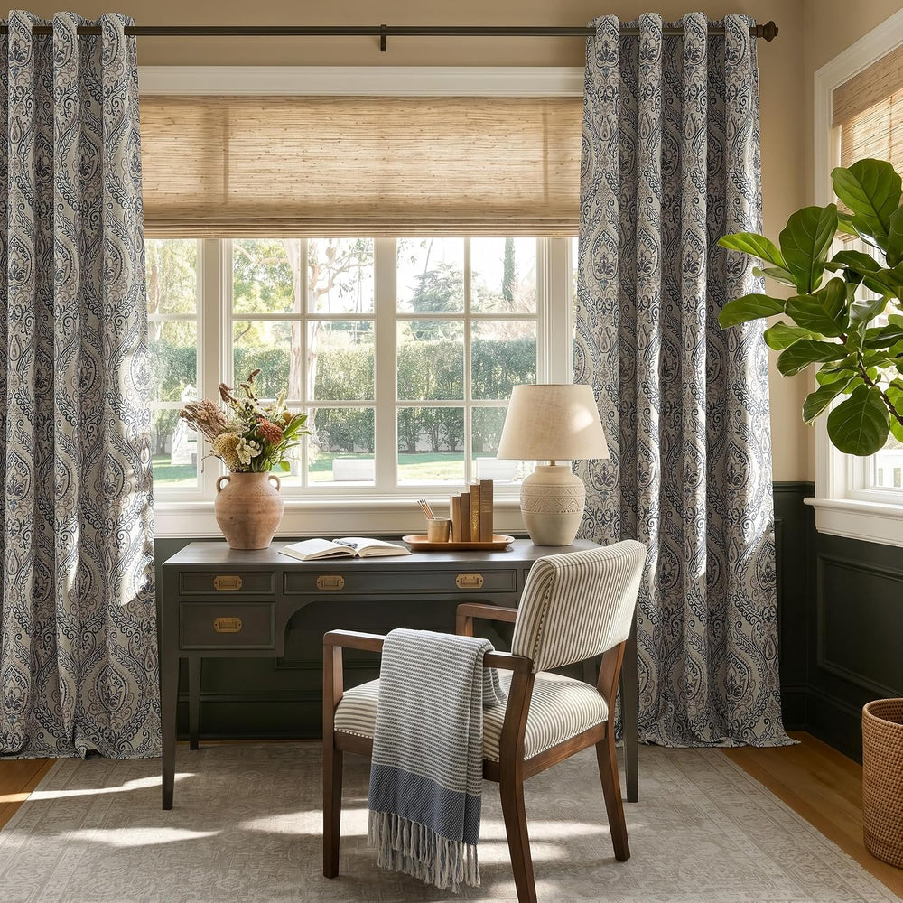 jinchan Curtains for Living Room Darkening 96 Inches Long, Medallion Drapes f...