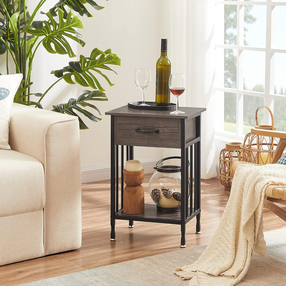 VECELO Nightstands, Industrial Side Table/End Tables with Drawer and Storage ...