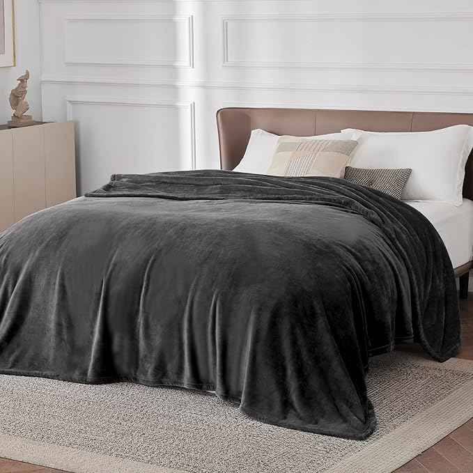 Bedsure GentleSoft Fleece Blanket California King Size Charcoal