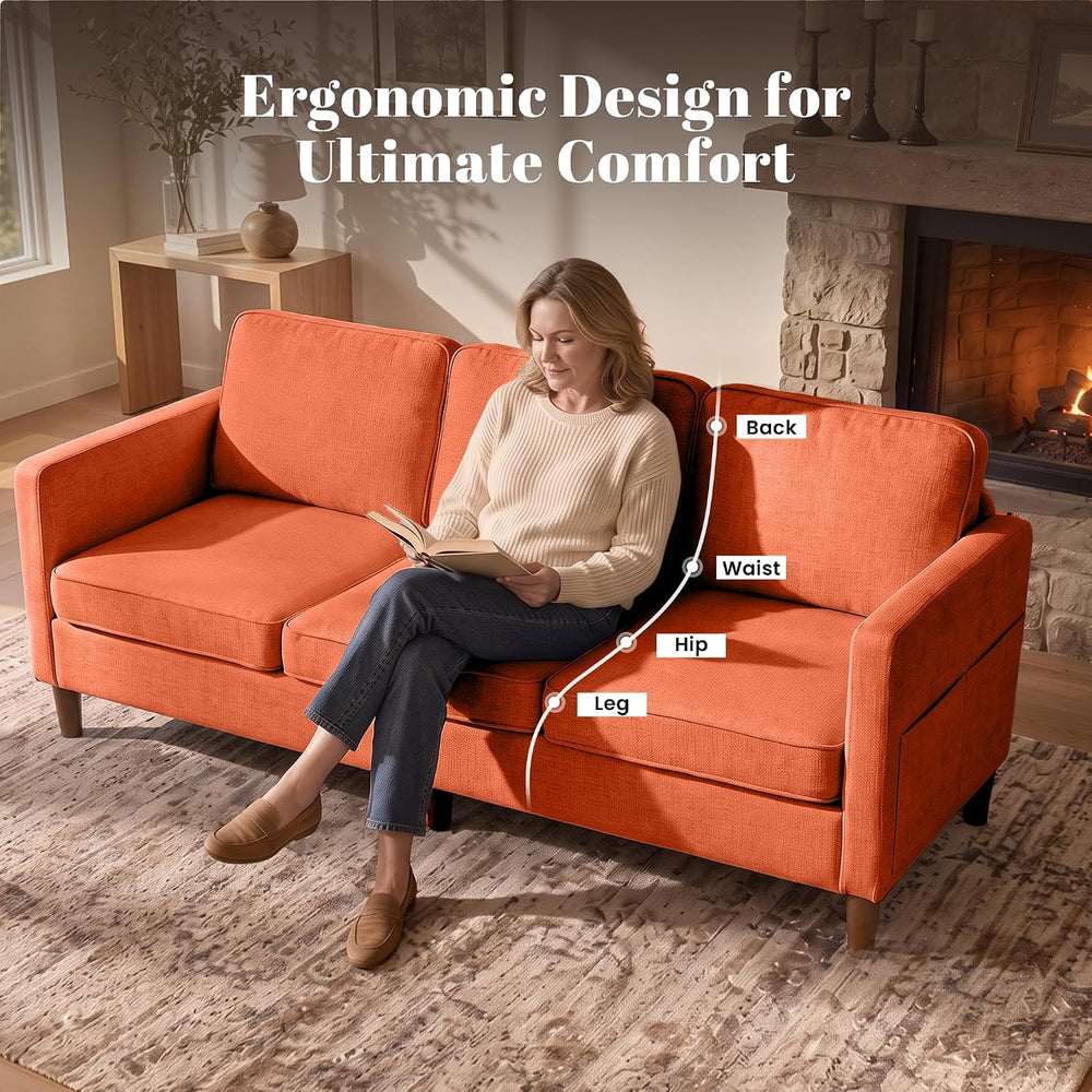 80" Chenille Sofa Mid Century Modern 3 Seater Couch for Living Room Office