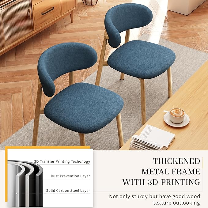 Kitchen Dining Chairs Set of 6 Modern Soft Linen Farmhouse Dining Room Chair ...