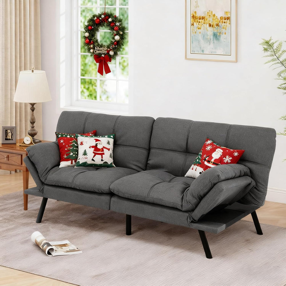 MUUEGM 71" Convertible Futon Sofa Bed, Adjustable Backrest & Armrest...