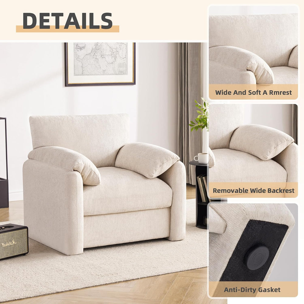Howjoe Chenille Oversized Armchair, 38.6" Wide Accent Chairs for Living ...
