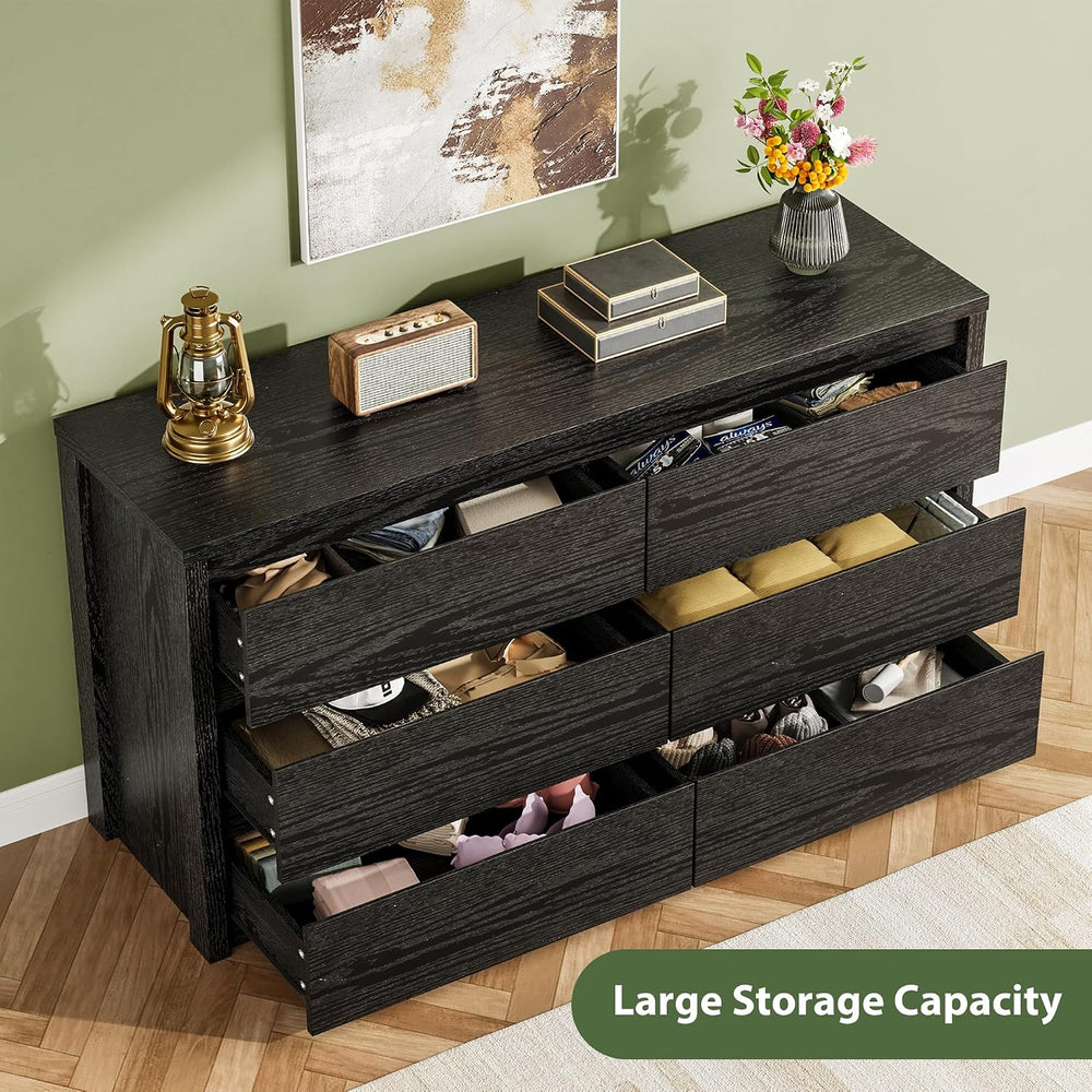 Garvee 6 Drawer Dresser for Bedroom, Wood Chest of Drawers Handle Free