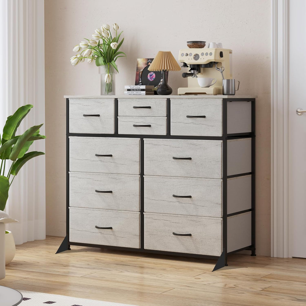 LUMTOK 10 Drawers Dresser for Bedroom,Chest of Drawers for Closets,Greige
