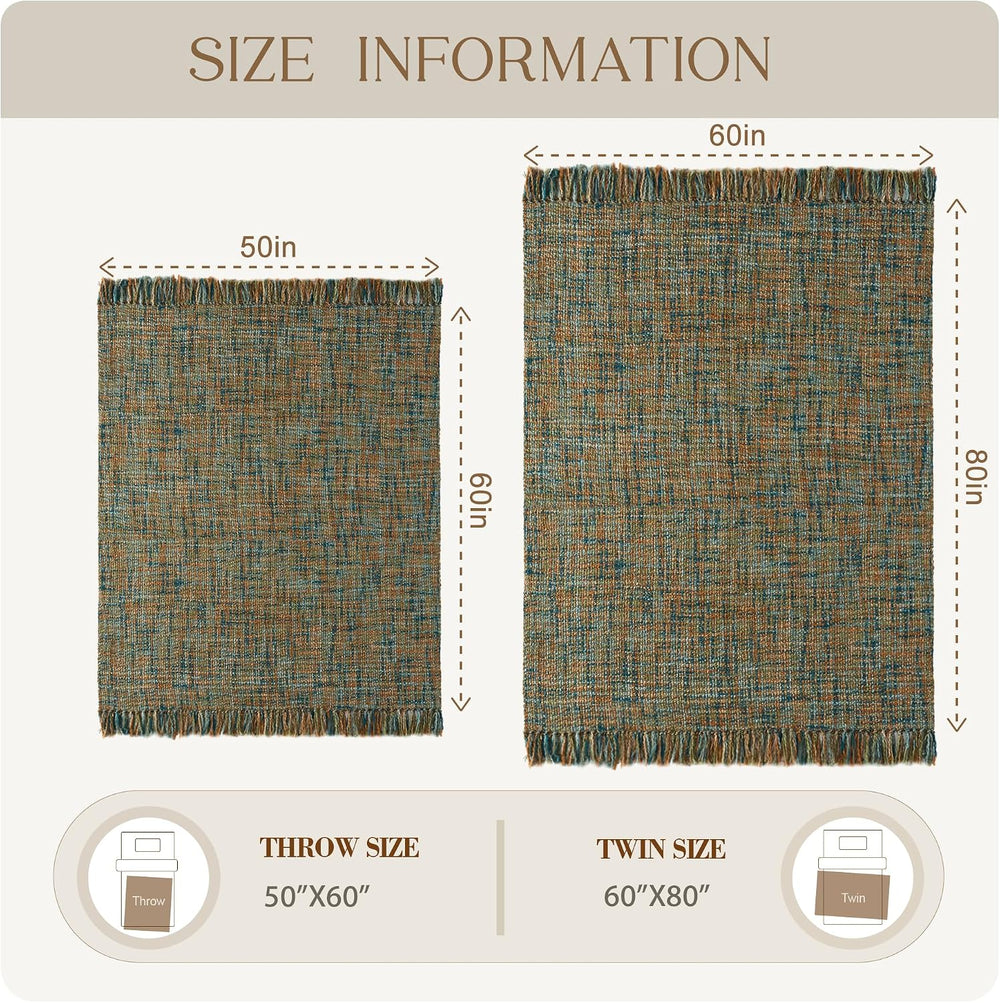 Multi-Color Cable Woven Throw Blanket for Couch - 50"X60"