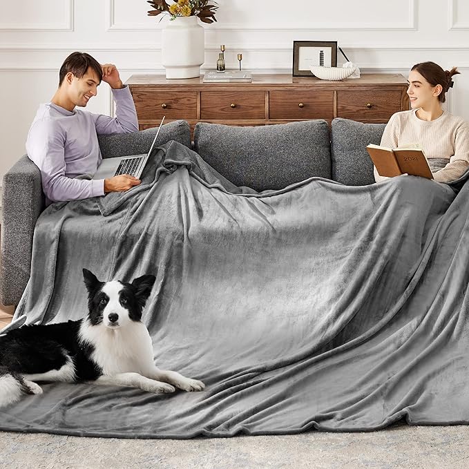 Bedsure GentleSoft Fleece Bed Blankets Large Size Grey