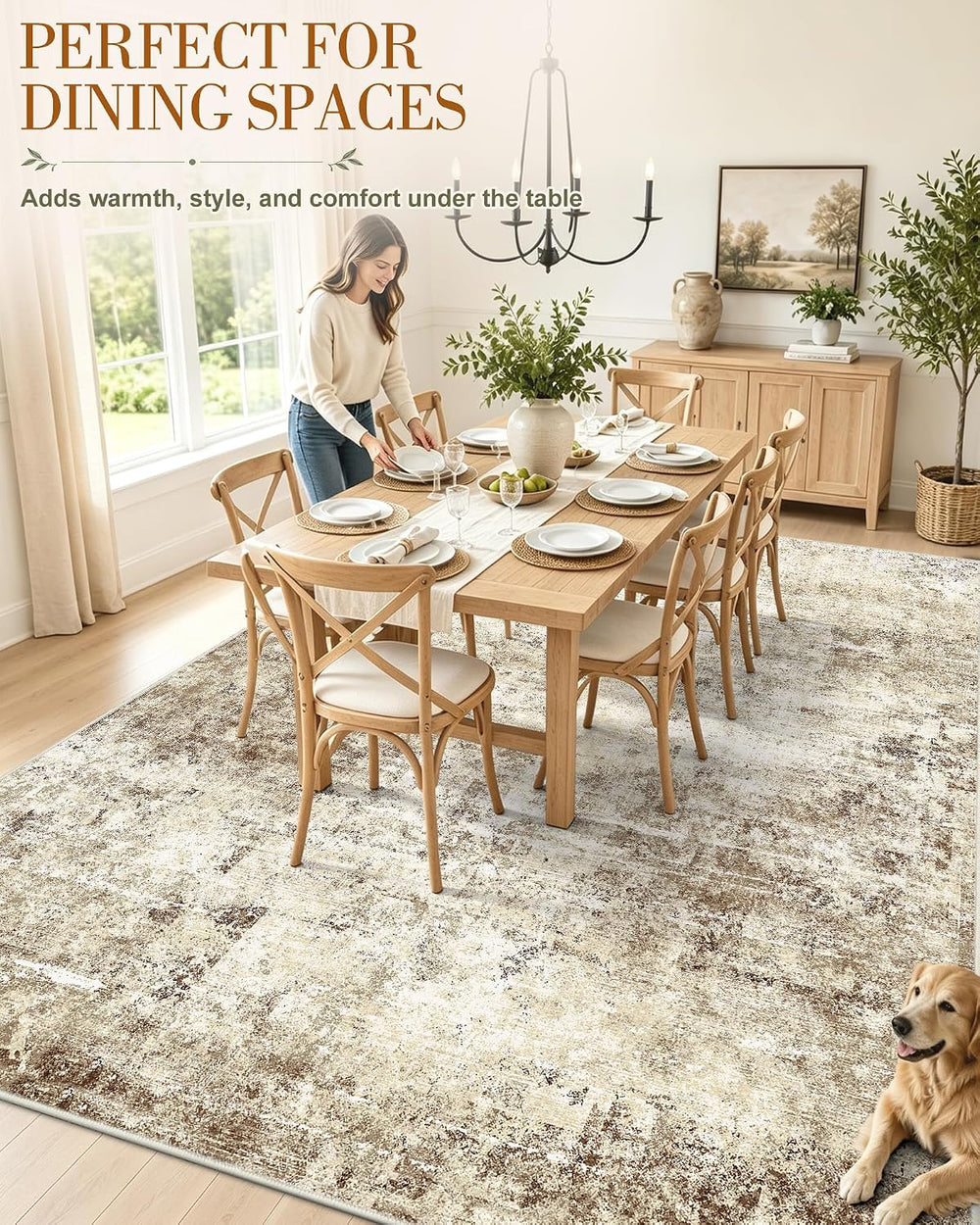 OLANLY 8x10 Washable Area Rug, Soft Non Slip Carpet for Bedroom Living Room