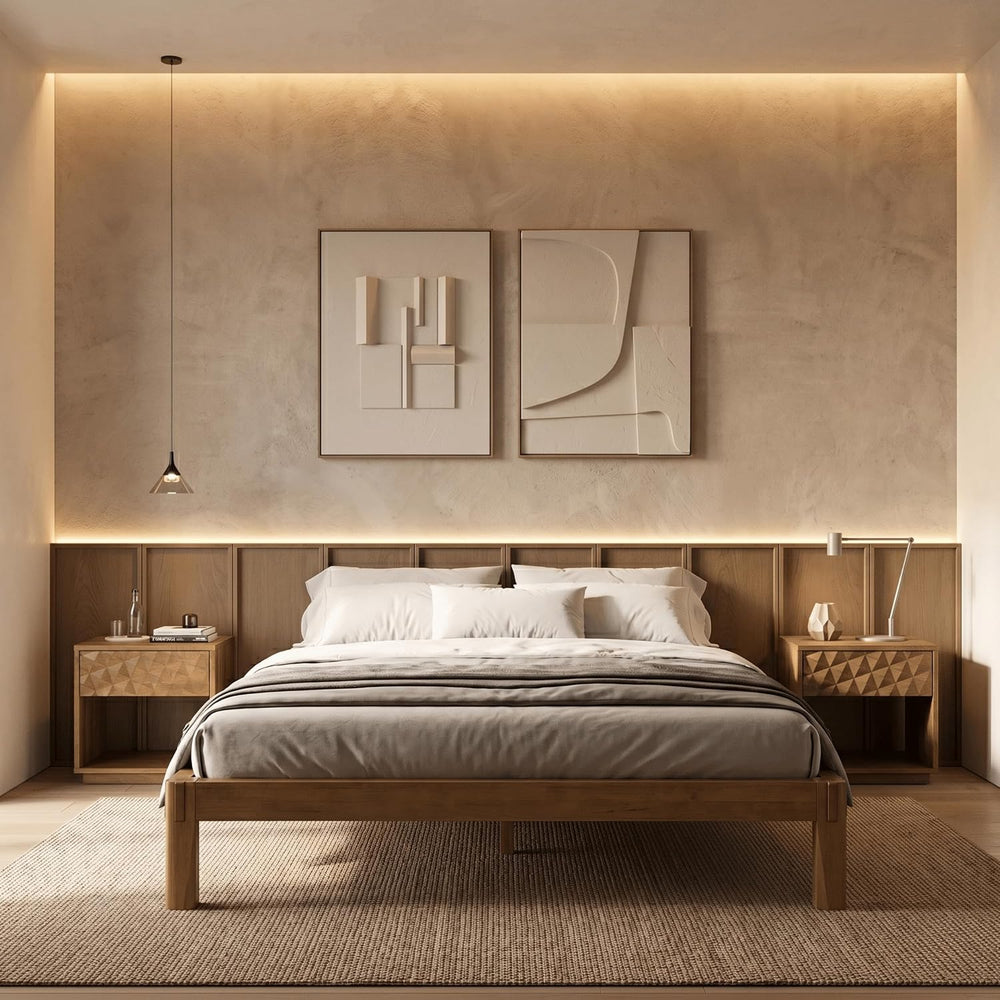 Sapa Solid Wood Platform Bed Frame – Minimalist, Japanese Joinery, No Box Spr...