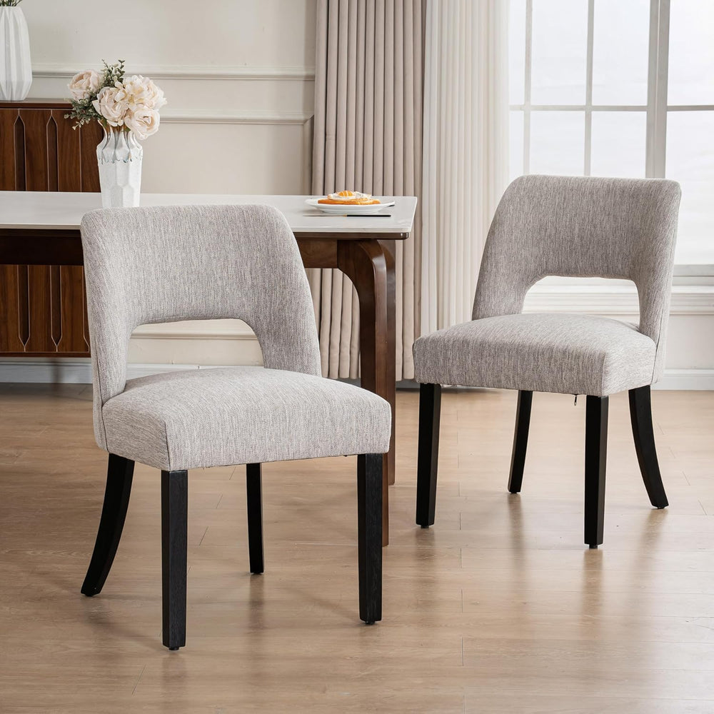 VKNOW Wooden Dining Chairs Set of 2, Modern Fabric Upholstered Dining Room Ch...