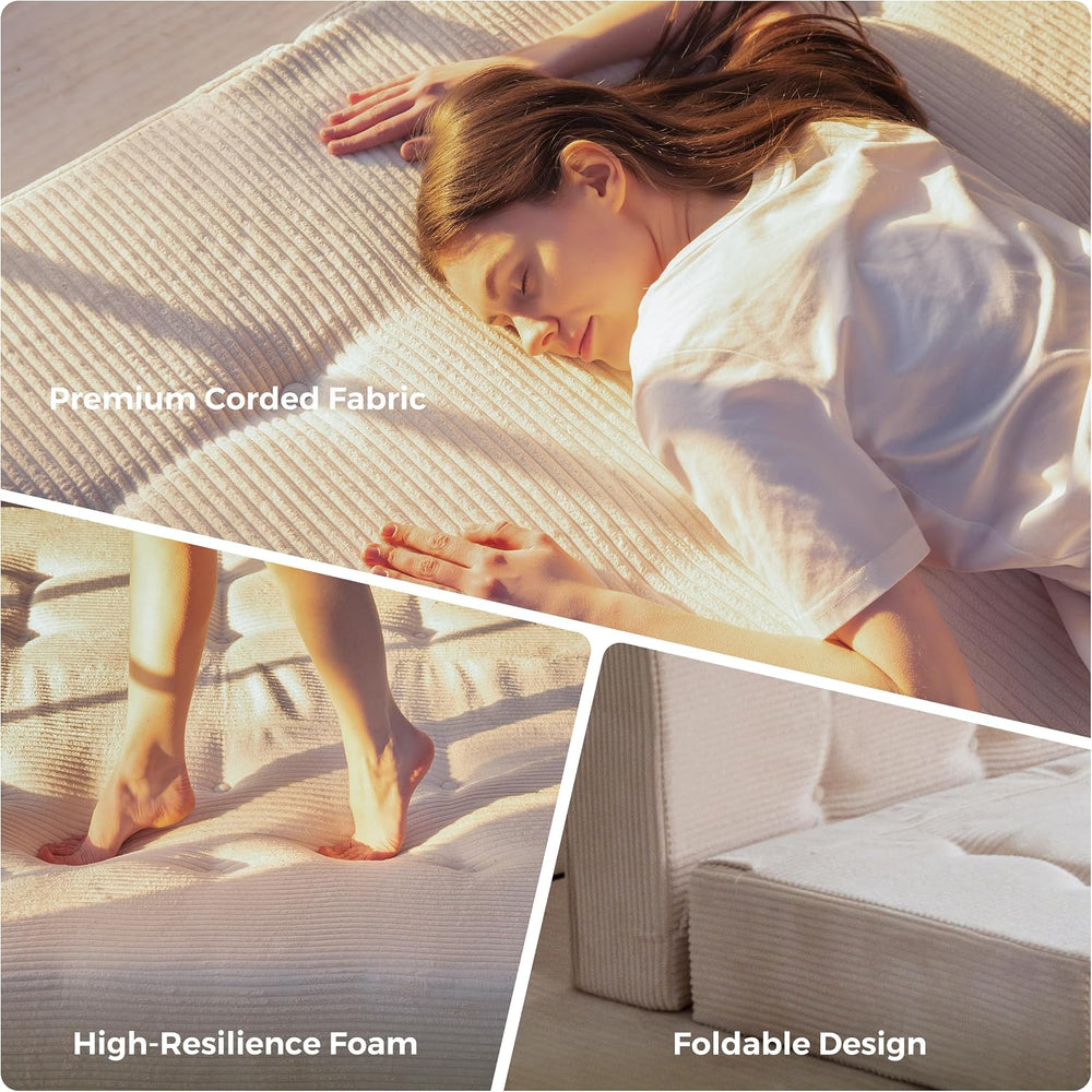 MAXYOYO Foldable Mattress, 8-Inch Tufted Futon Mattress with Handles