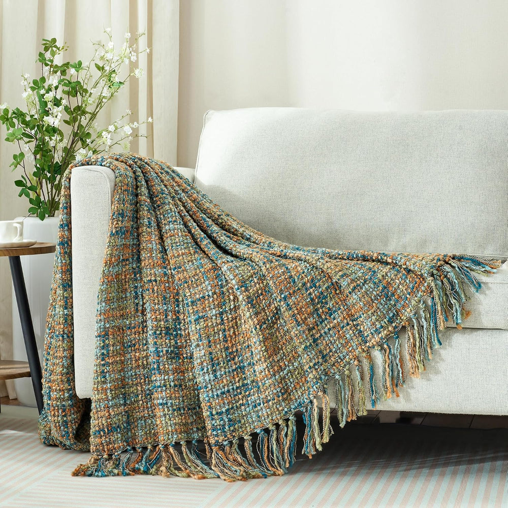 Multi-Color Cable Woven Throw Blanket for Couch - 50"X60"