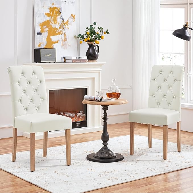 Yaheetech Dining Chairs Set of 2 Fabric Upholstered Dining Room Chairs with B...