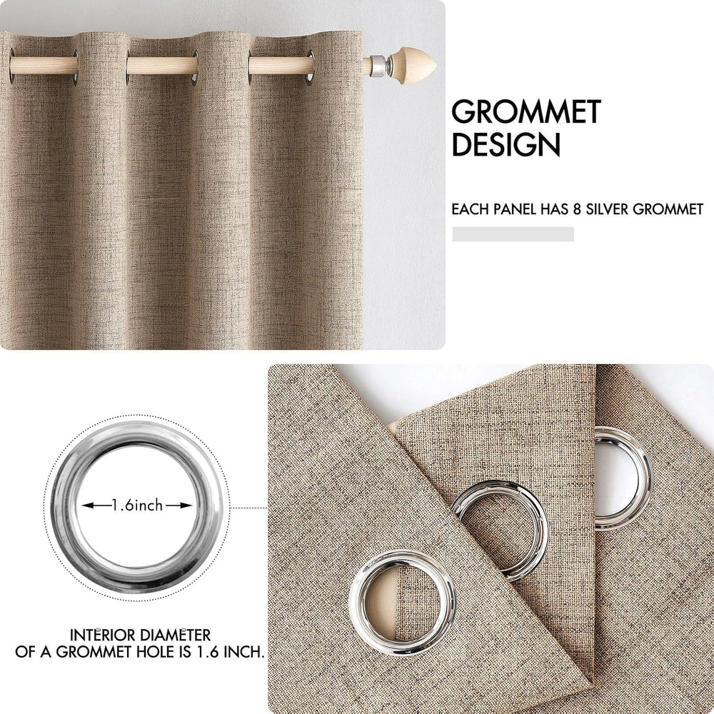 MIULEE 100% Blackout Linen Curtains for Bedroom 52x84 Inches Copper Brown